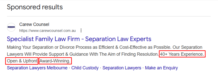 Google ads callout extensions